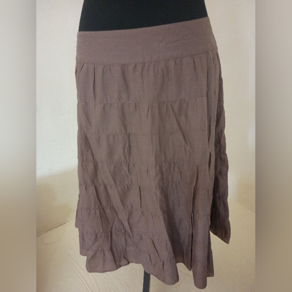 Massimo Brown Button-Front Skirt - Picture 2 of 6